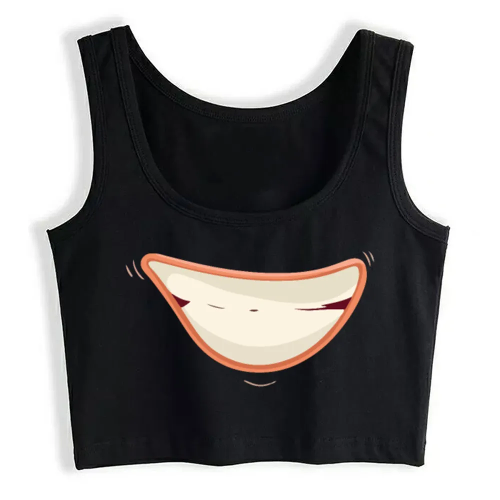 

Crop Top Female smile 016 Street Inscriptions Cotton Yoga Vest Tank Top