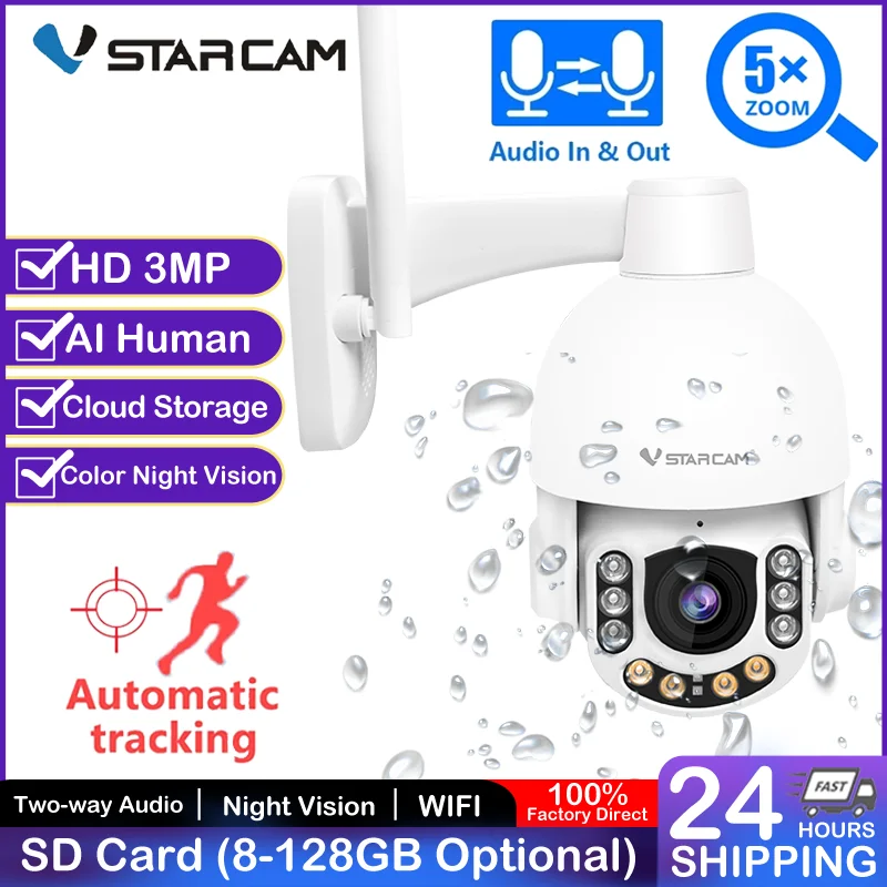 

Vstarcam IP Camera 3MP Wifi Outdoor 5X Optical Zoom Human Detect Full Color Night Vision P2P Security CCTV Camera Two Way Audio