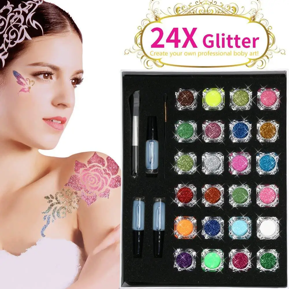 Татуировка пигмент принцесса 24 формы Блестки кисти татуировки Временные |