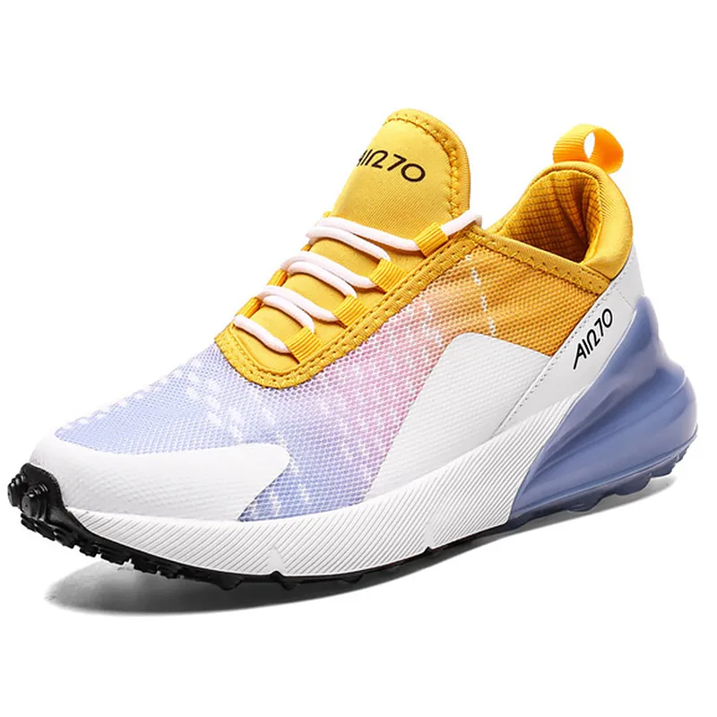 Yellow Большие размеры 45-46; Модные женские кроссовки на массивном каблуке; женская обувь на танкетке из дышащего сетчатого материала; женская обувь на резиновой подошве со шнуровкой смешанных цветов - Цвет: Yellow