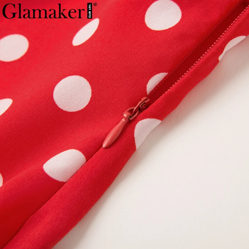 Glamaker винтажное платье в горошек с открытыми плечами летнее сексуальное короткое