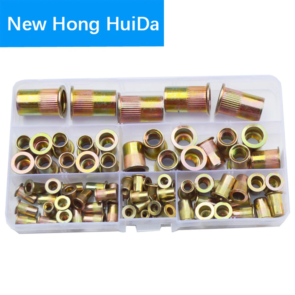 

Flat Rivet Nut Metric Rivnut Thread Insert Rivetnut Nutsert Zinc Plated Carbon Steel Assortment Kit 1/2 3/8 5/16 1/4 10/24 8/32