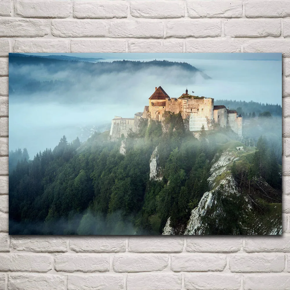 

Исторический форт де Joux, Юра, горы, Франция, пейзаж, фотография, украшение для дома, гостиной, KP821