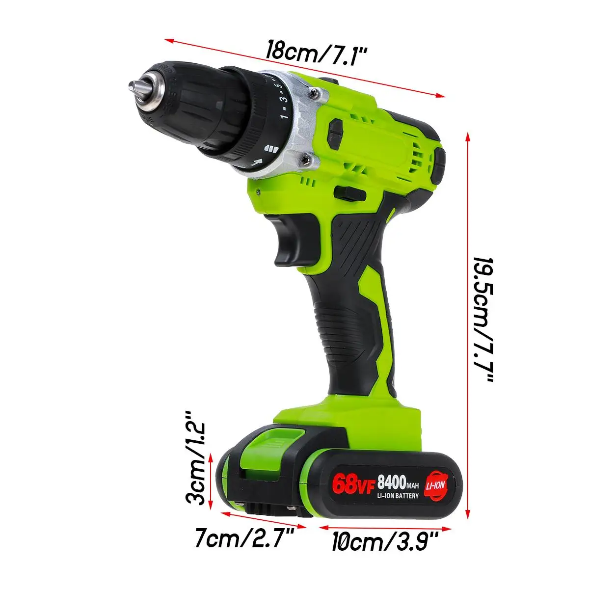 

Drillpro 68VF Electric Cordless Drill Electric Screwdriver Power tool Mini Wireless Power Driver With DC 8400mAh Lithium-Ion 2/1