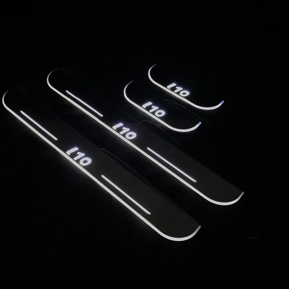 RQXR led движущиеся двери потертости для hyundai grand i10 динамический порог пластина плоская подкладка накладка потока света, 4 шт