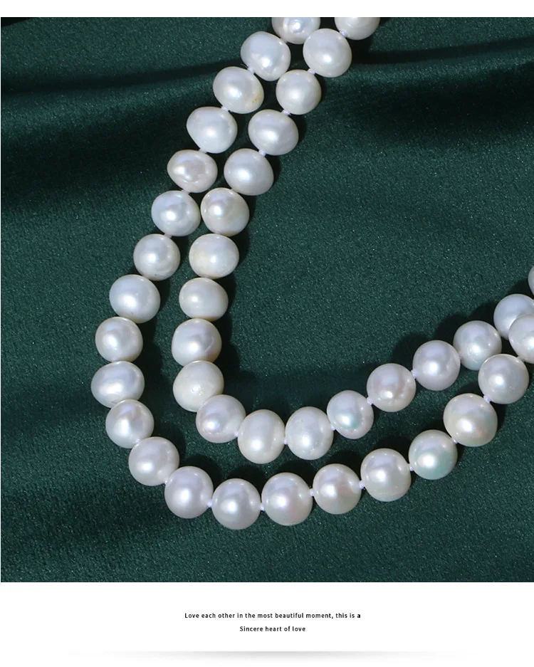 Женское длинное ожерелье с натуральным жемчугом колье 2 нитями Соединитель