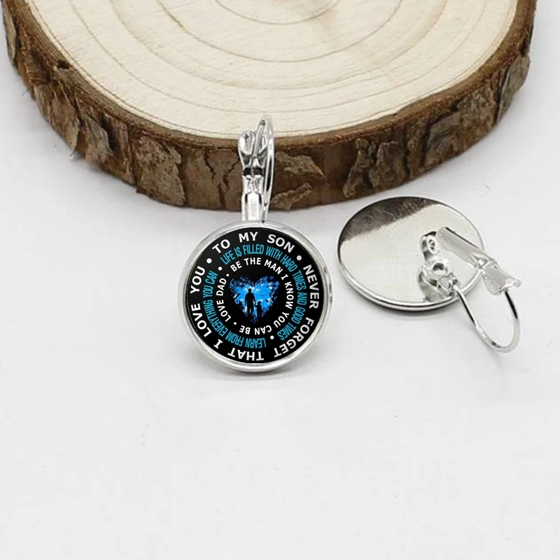 

New Father and Son Fashion Charm Earrings for My Son Will Never Forget I Love You Neclas Earrings for Women 2020