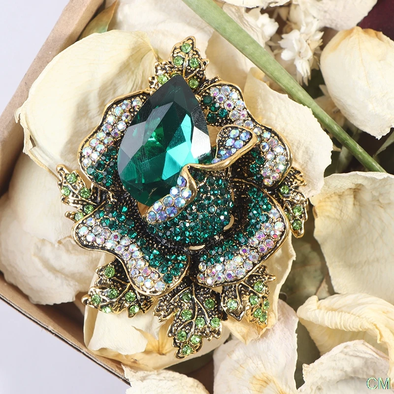 

1Pc Rhinestone Large Flower Brooches Women Coat Brooch Pin Fashion Accessories