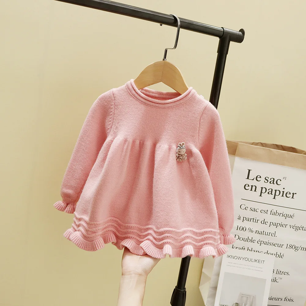 

Korean girl dress 2021 spring and autumn models girls baby sweater cartoon rabbit baby pullover doll sweater girls sweater