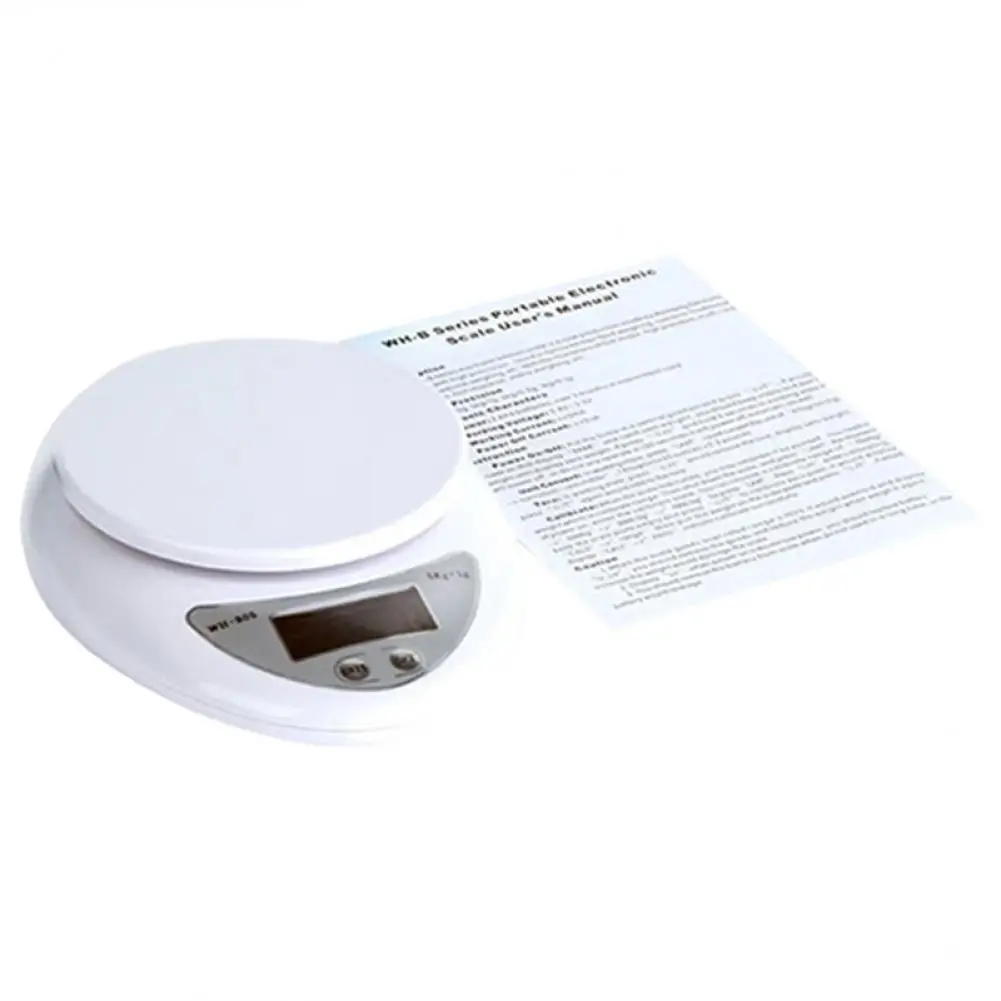 

5kg 5000g 1g Digital LCD Electronic Scale Kitchen Baking Foods Diet Weighing Balance Measuring Round Fruit Kitchen Scale