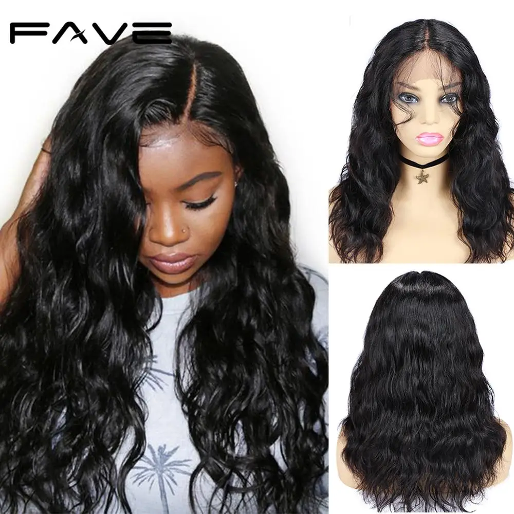 FAVE Lace Front Human Hair Wigs With Baby Hair Brazilian Lace Part Natural Wave Wig 150% Remy Pre Plucked Hairline Lace Wigs