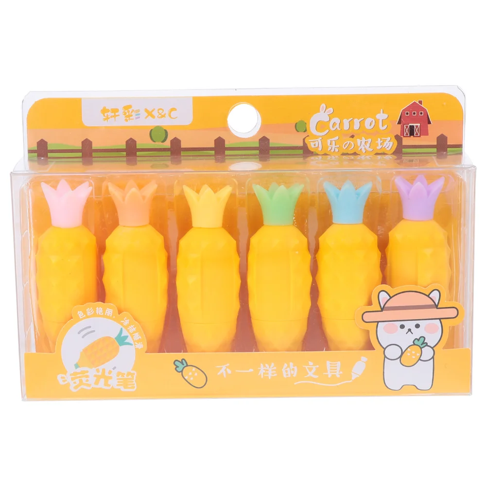 

6pcs Creative Fluorescent Marker Pens Adorable Writing Outline Pen Stationery