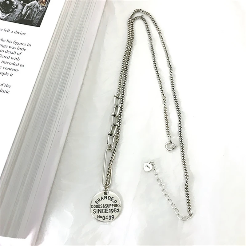 Korean Style Punk Vintage Large Big Pendant Necklaces Round Letters Numbers Tibetan Silver Gift To Girlfriend | Украшения и