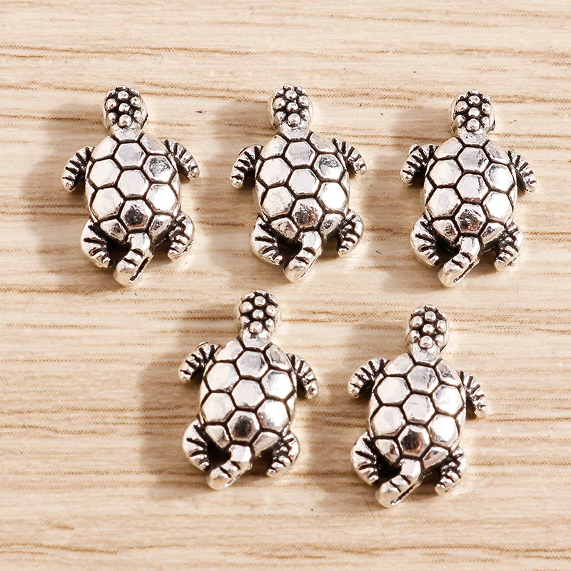 

20pcs 9*13mm Vintage Silver Color Small Hole Turtle Beads Spacer Charms for DIY Necklace Bracelets Jewelry Making Accessories