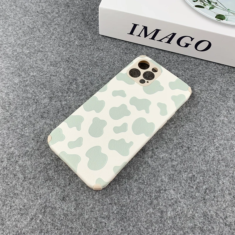 

Light Blue Cow Pattern Leather Funda For Iphone 7 8 S Plus X XR Xsmax 11 12 Pro Max 12 Mini Shockproof 11 Pro Back Cover