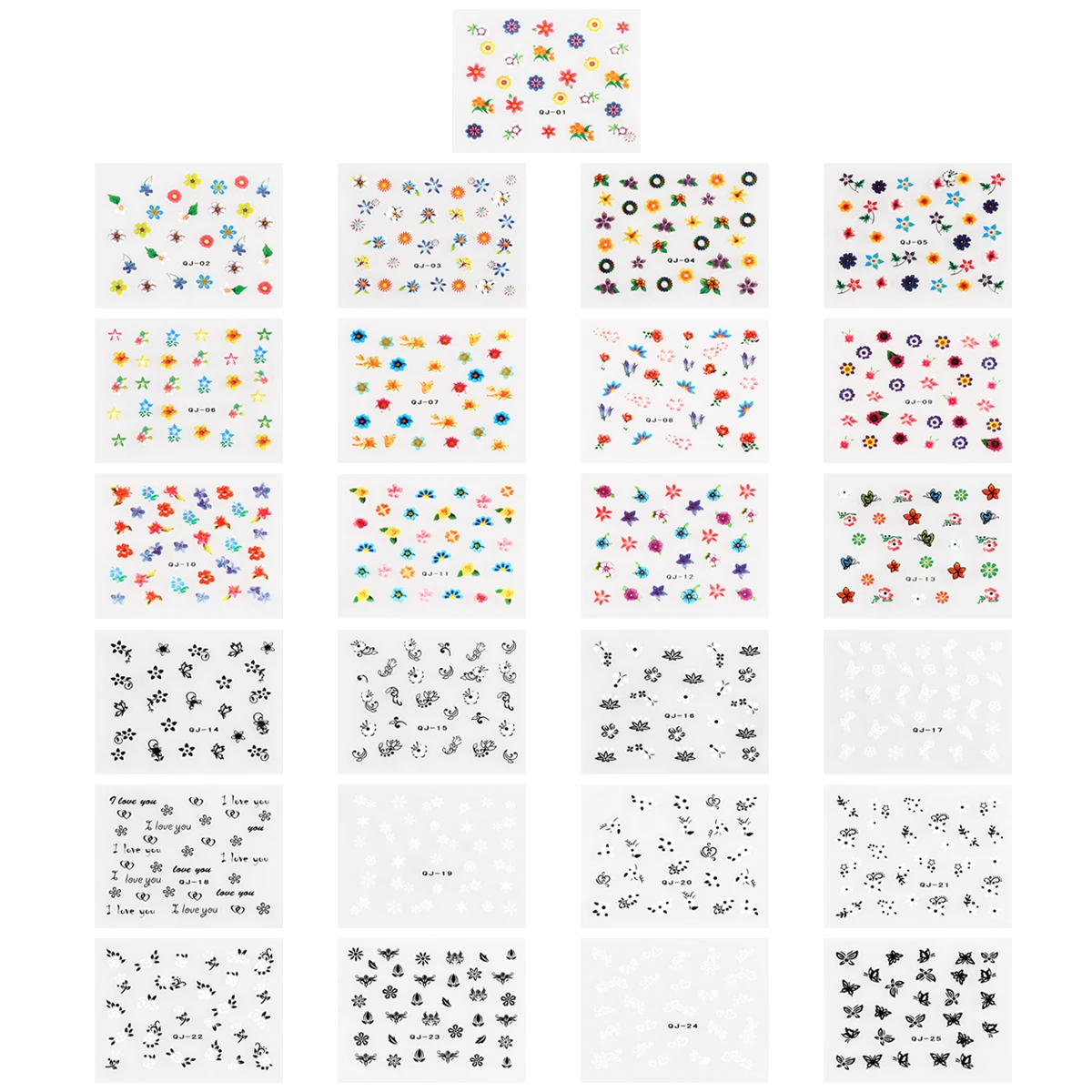 

Nail Art Stickers 50 Pcs 3D Transfer Design Manicure Tips Flower Decal Decorations Nail Sticker 5*6cm