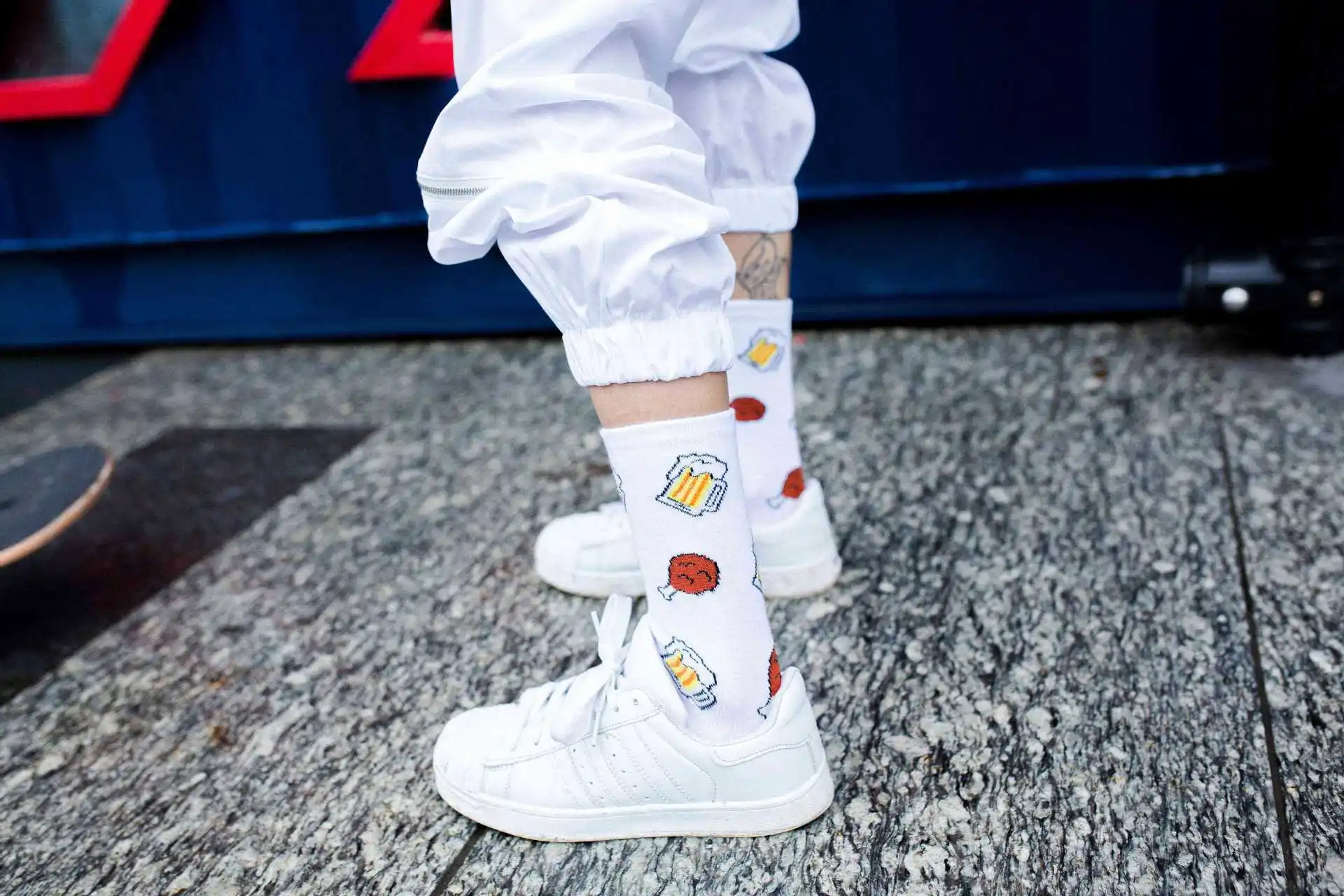 Men and women food fruit print pattern socks avocado McDonald's cookies funny personality fashion print ladies socks lovers