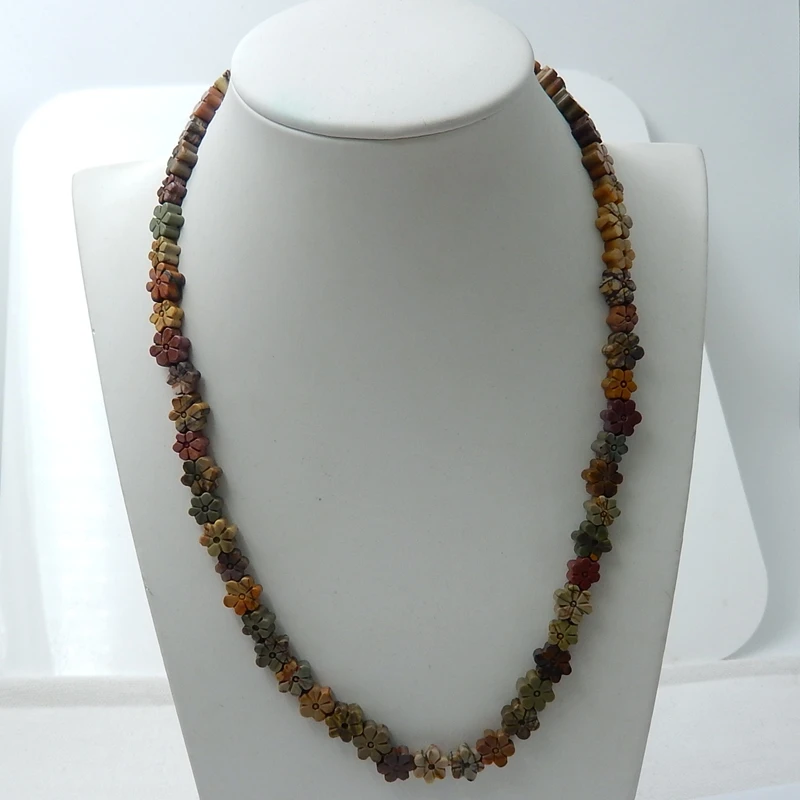 

Natural Stone Sale 1Strand Carved Flower Multi-Color Picasso Pendant Beads,9x4mm,7x4mm,39.5cm 23.6g semiprecious stone necklace