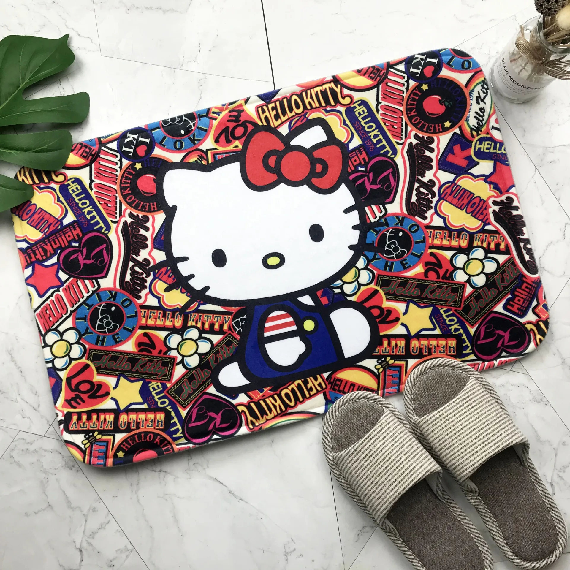 

Holle Kitty Floor-mat Fare Velvet Memory Cotton Children's Cartoon Carpet Absorbent Footmat Bathroom Non-slip Carpet 1pc