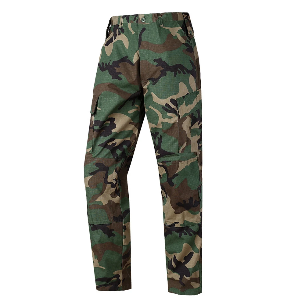 Woodland Camouflage Men's Outdoor Hiking Trekking Pants Tactical Waterproof Camouflage Trousers Army Military ACU Climbing Hunting Combat Clothing - Color: Woodland Camouflage