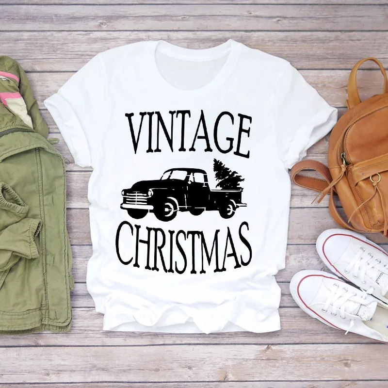 Женские футболки с принтом деревьев винтажный зимний грузовик кавайный