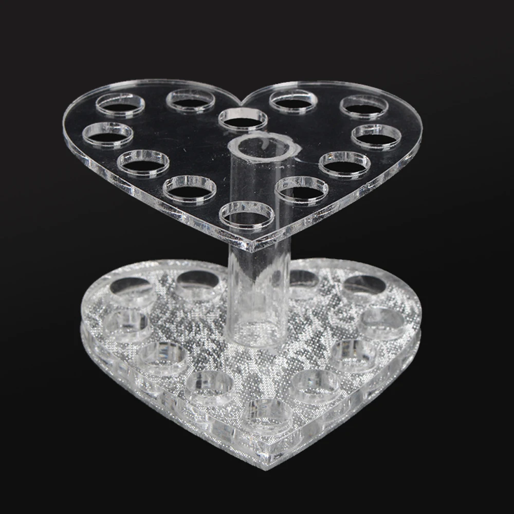 

Professional 12 Holes Nail Art Brush Holder Heart Stand Makeup Acrylic Gel Nail Brush Pen Holder Gold Rest Stand Display Brushes