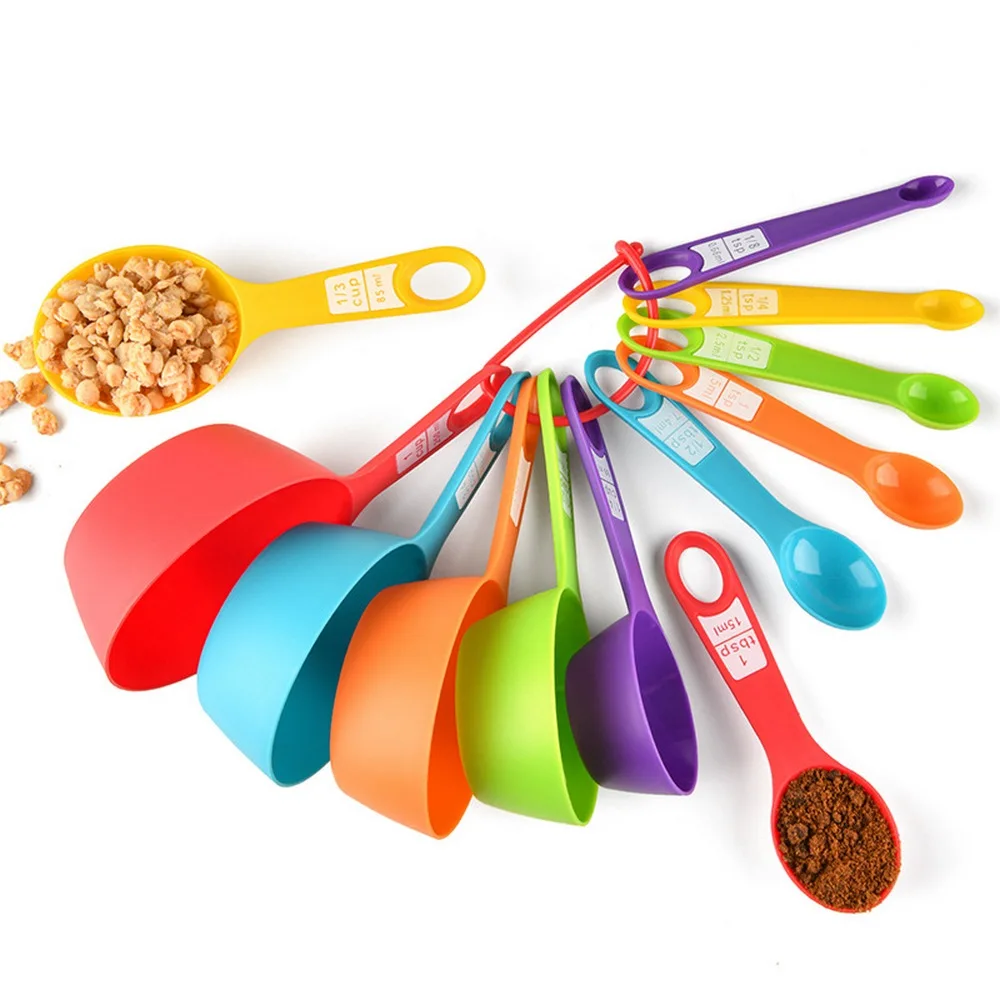 

12pcs Plastic measuring cup spoon set with scale color Kitchen baking measuring tools milk powder coffee spoon Gadget