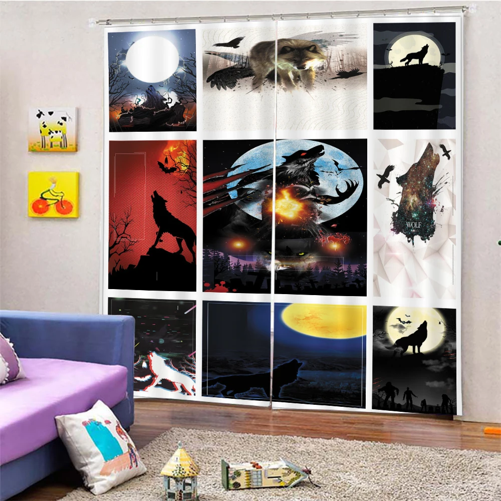 

Animal Dog Tiger 3D Blackout Curtains Bedroom Living Room Kitchen Computer Room Home Decoration for Children Kids Gifts