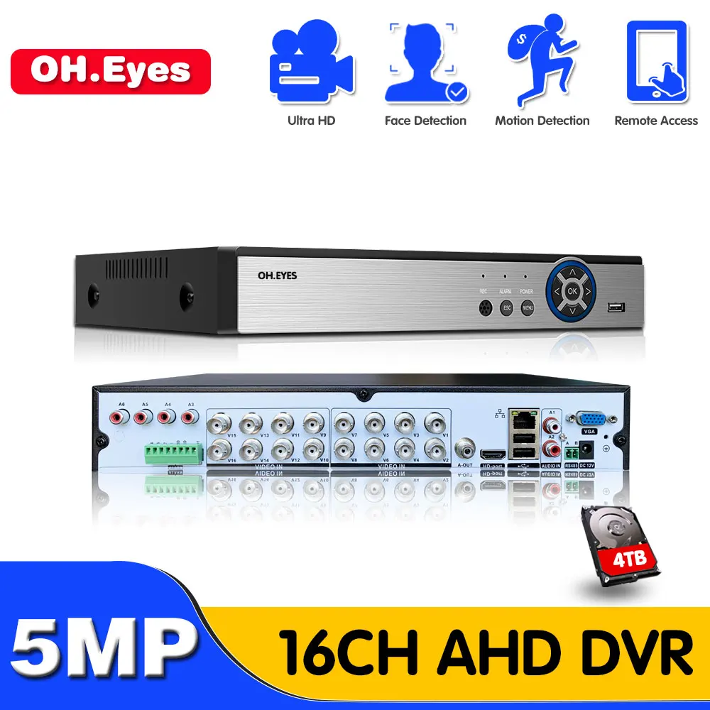 

4CH /8CH /16CH AHD Security CCTV DVR H.264 5MP/4MP AHD CVI TVI Analog IP Camera5 5MP 4.0MP Hybrid Video Recorder HD Video Output