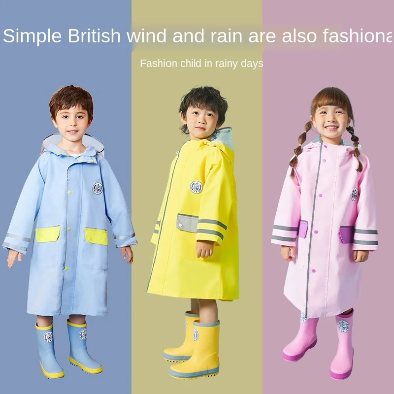 

Waterproof Raincoat For Children Kids Baby Rain Coat Poncho Boys Girls Primary School with Backpack Position