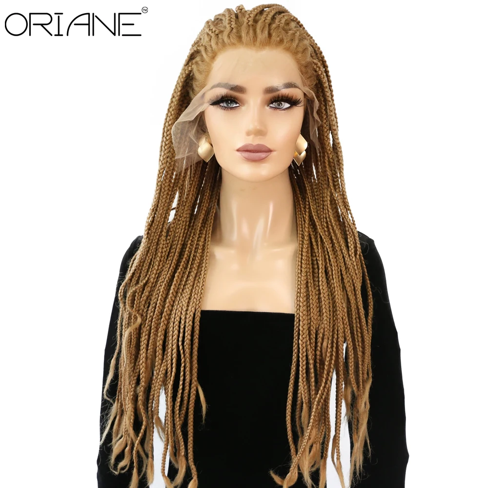 

ORIANE Braided Wigs Synthetic Lace Front Wigs For Women Blonde Daily Lolita Cosplay Wigs 22 Inch High Temperature Fiber