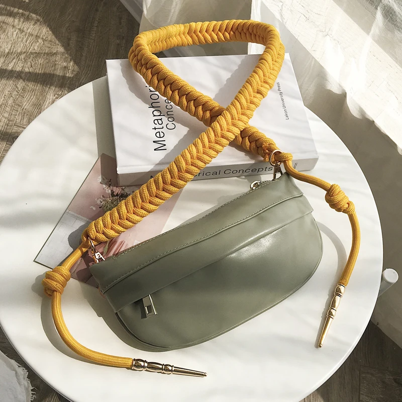 Женская нагрудная сумка через плечо модная мягкая из искусственной кожи зеленая