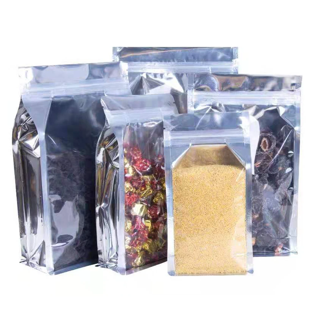 

500Pcs/Lot Clear Aluminum Foil Zip Lock Stand Up Self Seal Tear Notch Bag Reusable Packaging Pouches for Cookies Gift Candy Nut