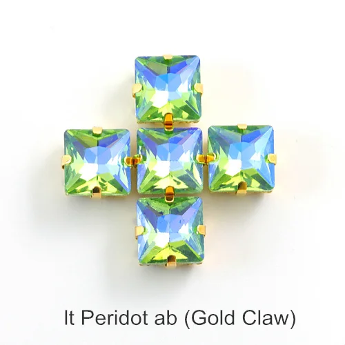 lt.peridot ab Квадратные много цветов стеклянные стразы шьют на стразы с коготь Flatback лучшие стеклянные стразы пришить на коготь из стразов для одежды B3467 - Цвет: lt.peridot ab