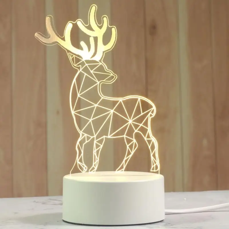 

LED Night Light Acrylic Deer Lucky Cat Light Table Desk Bedroom Festival USB Power Light Gift Warm Lamp Christmas Decoration