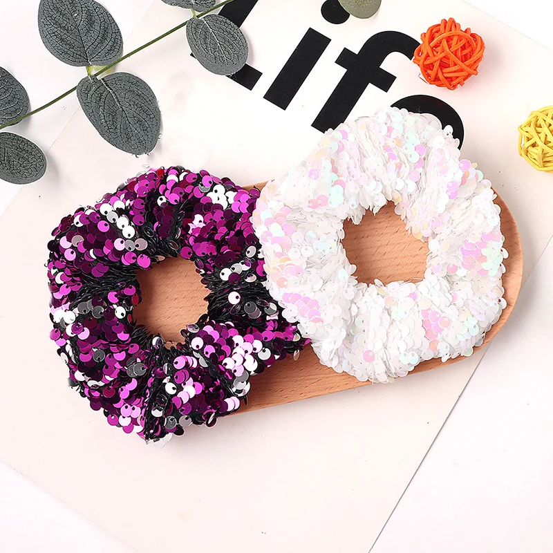 Женские блестящие резинки с блестками эластичные для волос женщин заколки