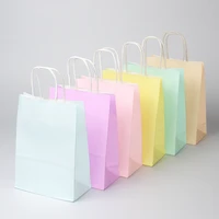 103050pcs candy color paper bag with handles festival gift bag shopping kraft packing bag