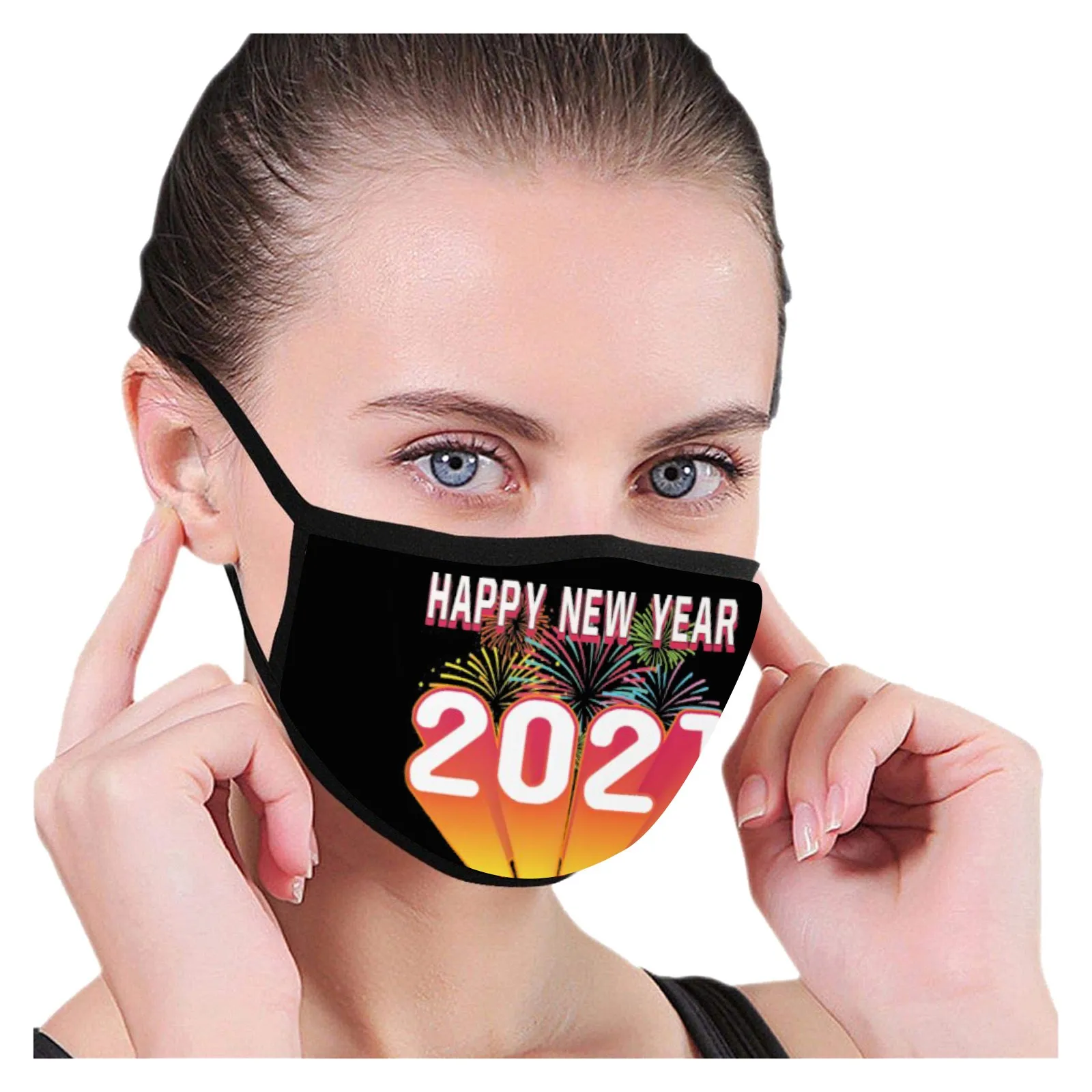 2021 Happy новогоднее рождественское принт маска Антивирус ледяная шелковая для лица