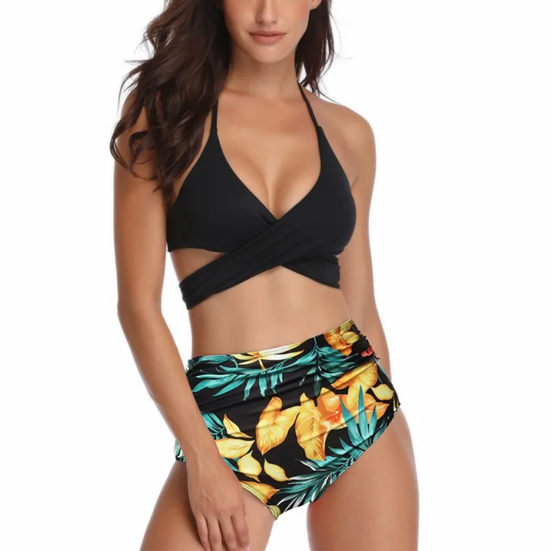 1Set Forzero Swimwear Summer Family Matching Swimsuit Printed High Waist Bikini Leggings Women Beachwear