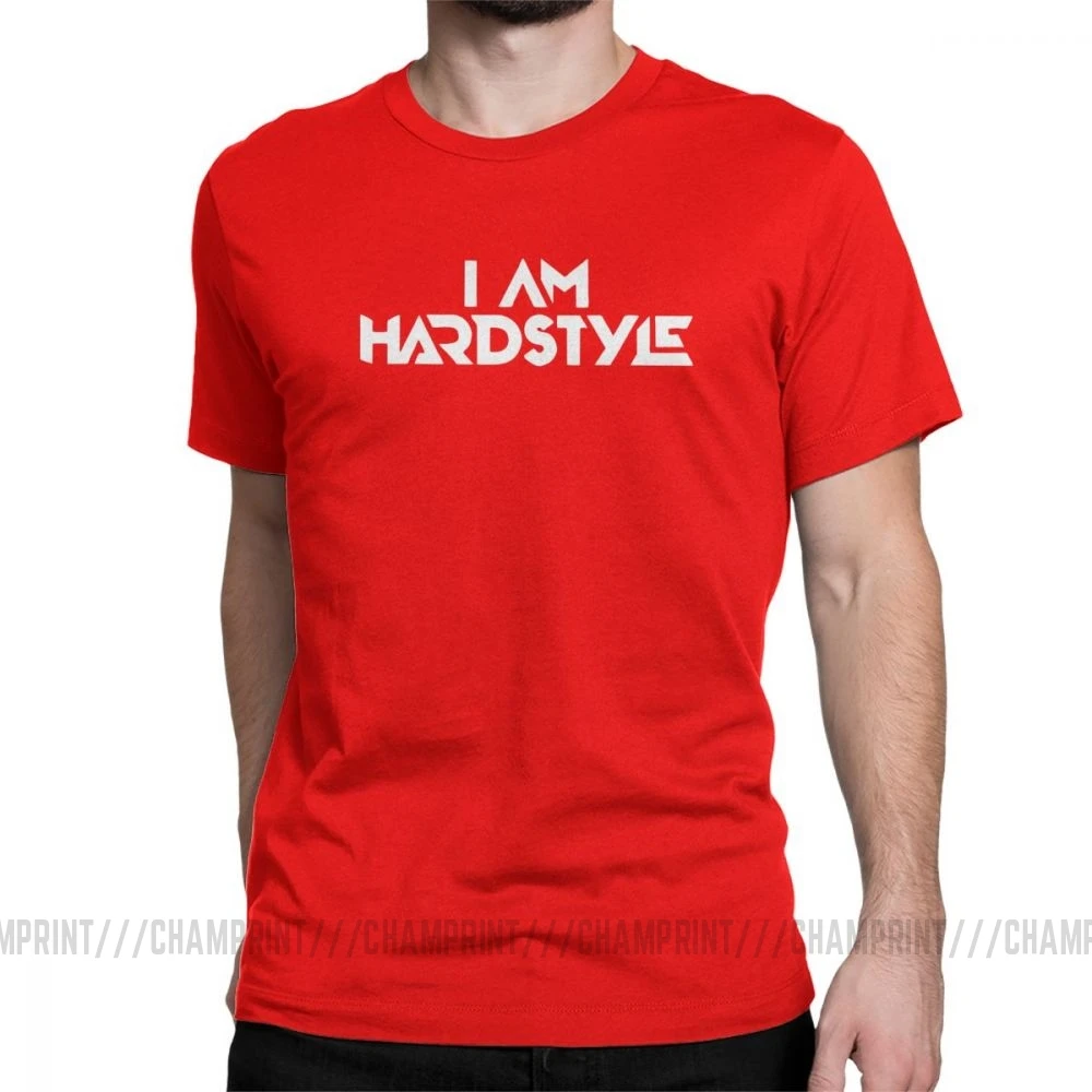 I Am Hardstyle Мужская Футболка Music Defqon Hardcore Dance DJ Techno Club Вечерние EDM футболка с коротким рукавом топы из хлопка - Цвет: Красный