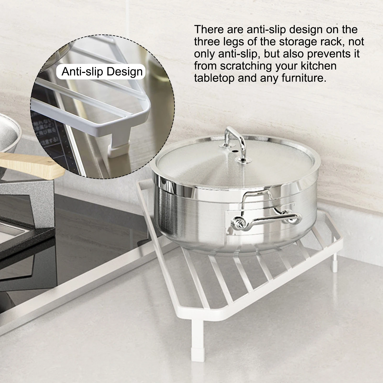 

Kitchen Pots Corner Storage Mount Space-Saving Shelf Household Kitchen Cleaning Rag Rack Sink Countertop Rack