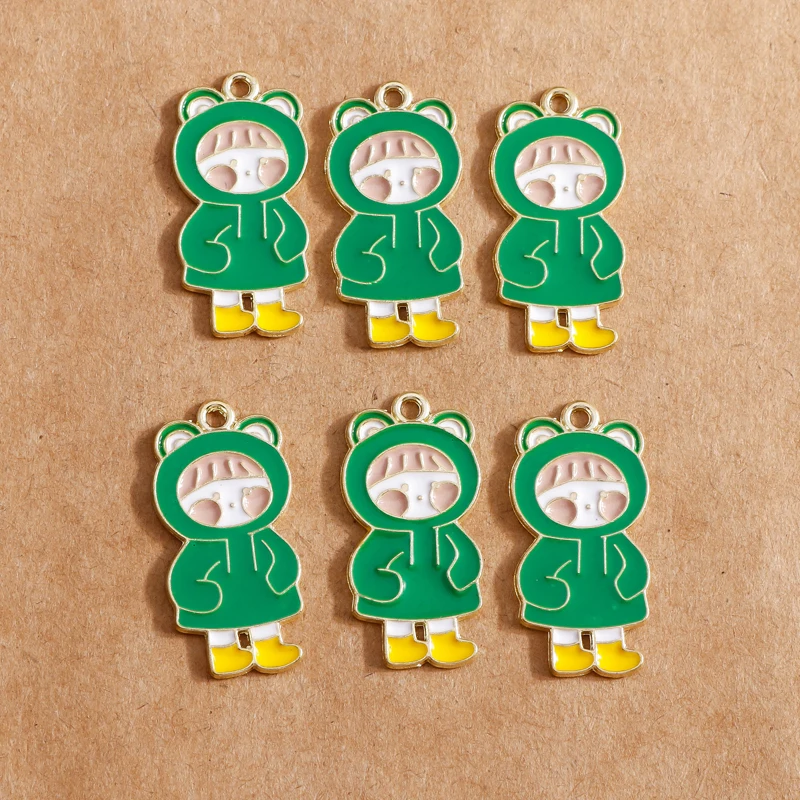 

10pcs 14*28mm Cartoon Enamel Girl Charms for Jewelry Making DIY Handmade Craft Pendants Necklaces Earrings jewelry Accessories