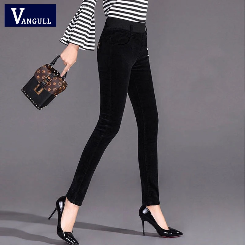 Vangull Corduroy Pants Women Stretch female Loose High Waist Trousers Cotton Women's Pantautumn and winter | Женская одежда