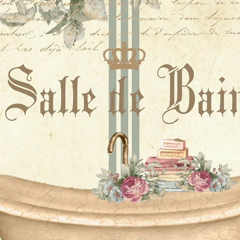 Винтажная потертая викторианская Ванна во французском стиле холст с рисунком