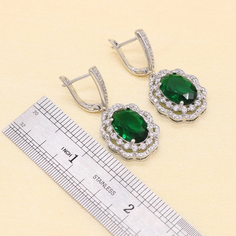 Зеленый полудрагоценный женский свадебный ювелирный набор из серебра 925 пробы