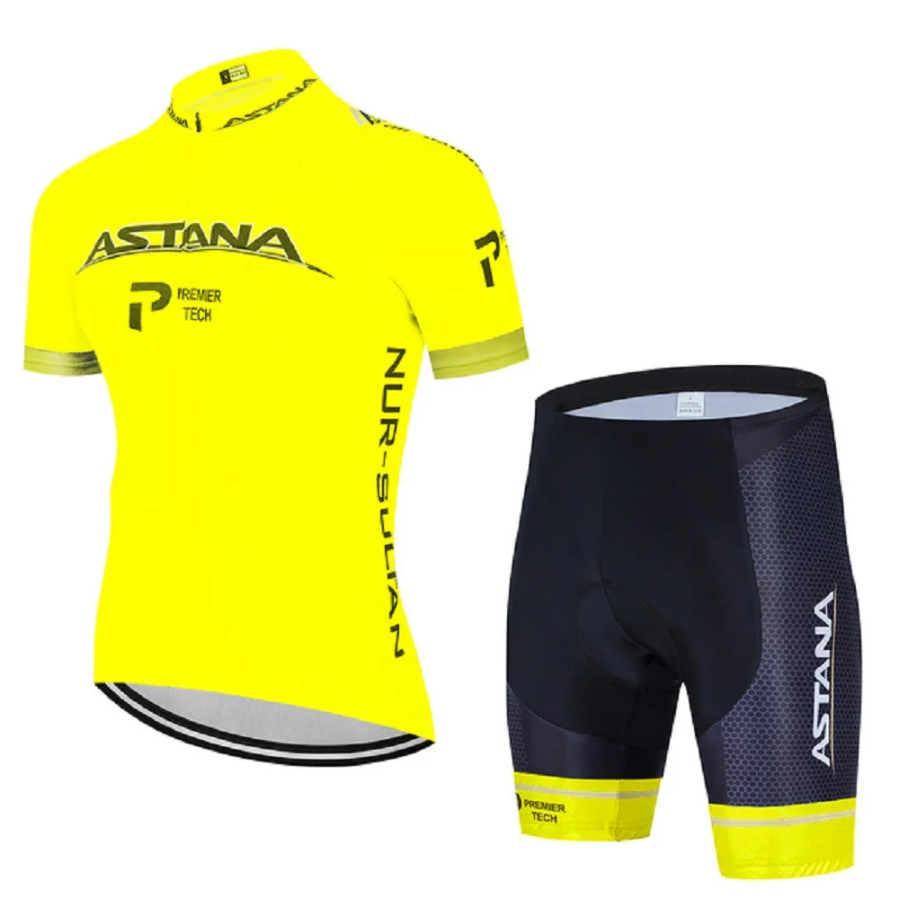 

2021 Team ASTANA Yellow Cycling Clothing Bike Jersey Ropa Mens Bicycle Summer Pro Cycling Jerseys
