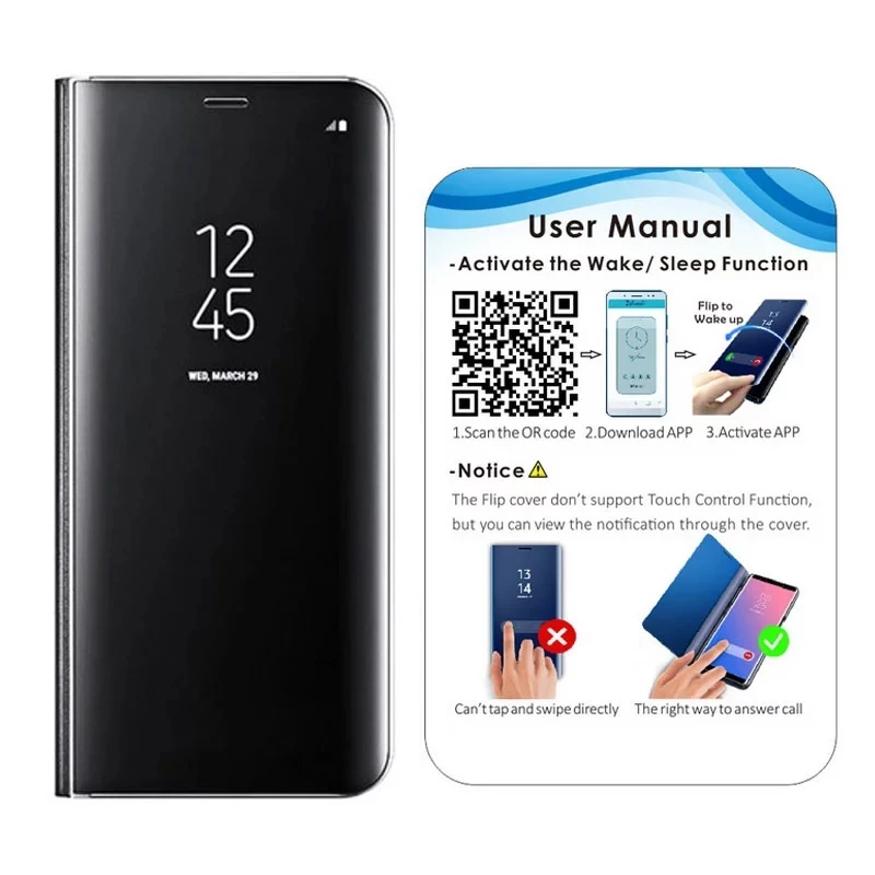 

Smart Mirror Flip Case For Samsung Galaxy S20 Note 10 8 9 S10 S8 S9 Plus S10E S20 Ultra A51 A71 A50 A70 J4 J6 A7 A8 A9 2018 Case