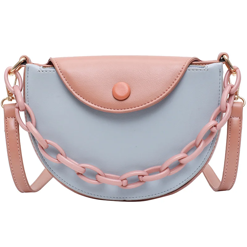 

Contrast color Tote Saddle bag 2020 Fashion New High-quality PU Leather Women's Designer Handbag Travel Shoulder Messenger Bag