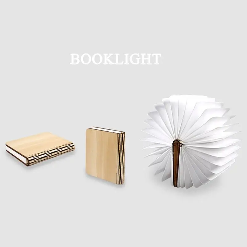 

Wooden Foldable LED Book Lamp USB Rechargeable Multi-Color_Light Decoration