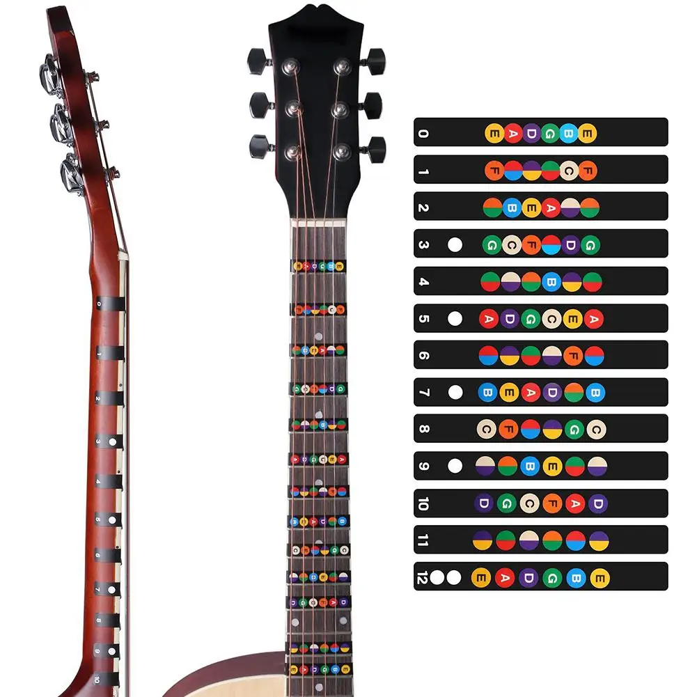 

IRIN Colorful Guitar Fretboard Notes Beginners Fingerboard Sticker Label Map Frets Scale for 6 String Acoustic Electric Guitar